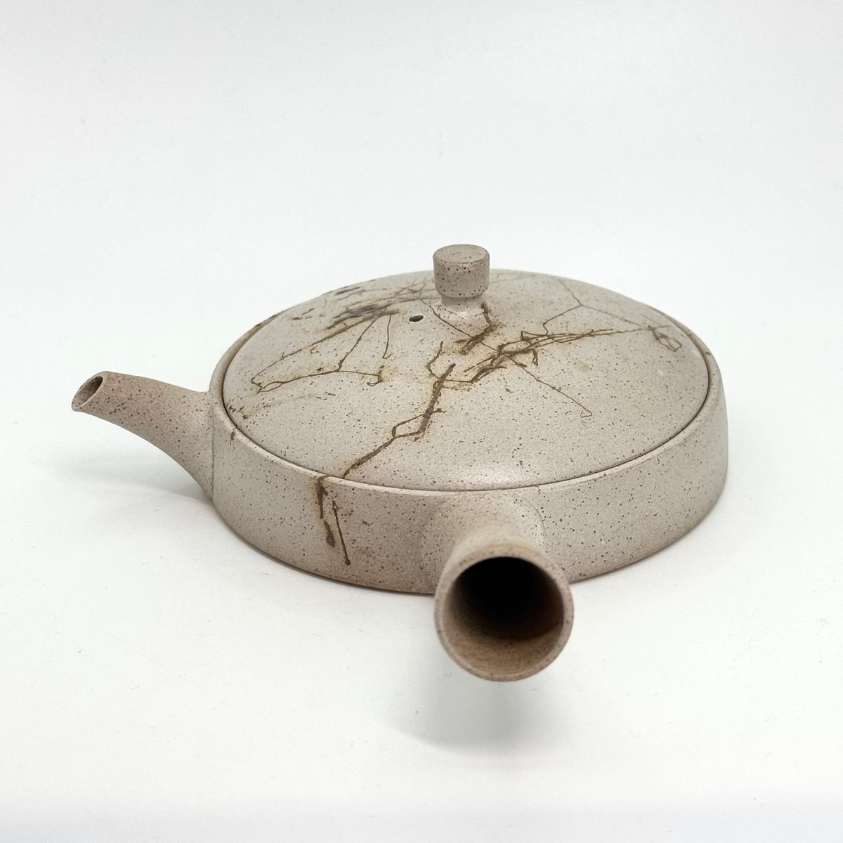 ♥御深井♥　急須　♥両口♥　発掘品　骨董　古玩 甚秋 伊藤成二 Jinshu Seiji Ito 極平急須(中) 白藻掛け ST114