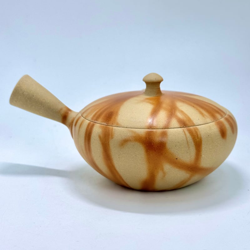 水野陽景 Yokei Mizuno 白泥焼締 火襷 平丸茶注 ST0872 | TOKONA