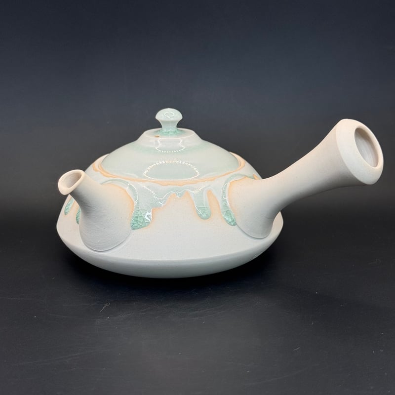 藤田德太 Tokuta Fujita 灰青磁 平三角急須 ST0885 | TOKONAME