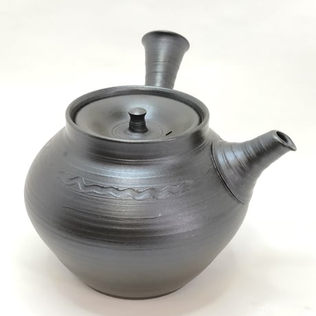 伊藤雅風 Gafu Ito 黒泥 波文様 急須　ST0262
