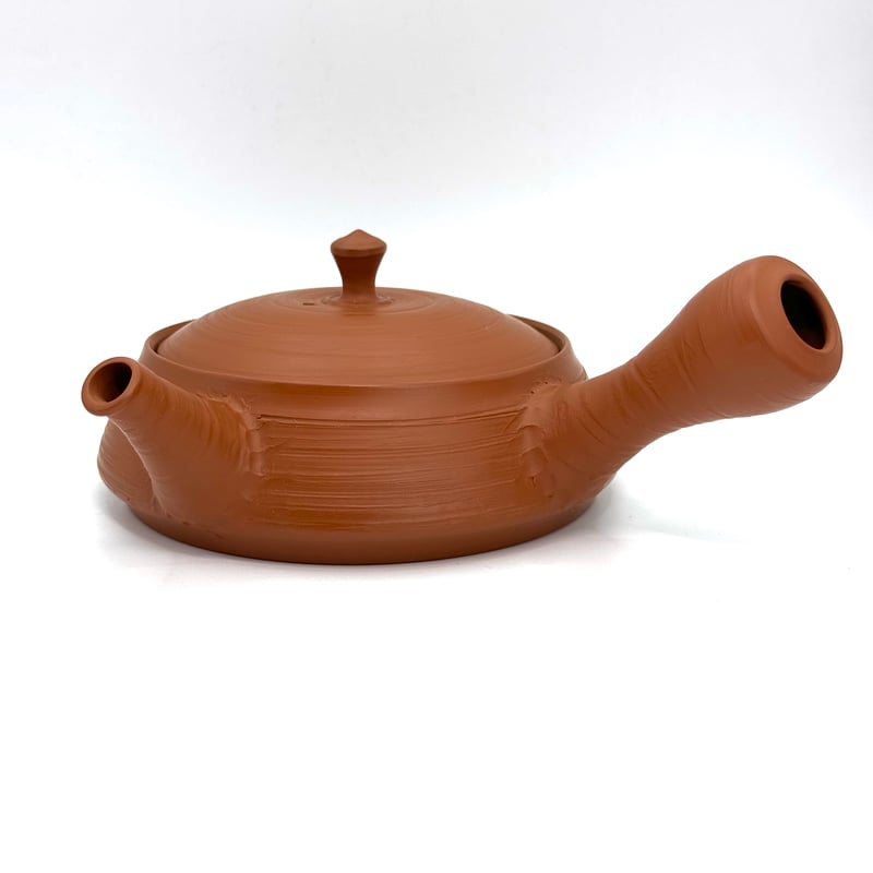 吉川雪堂 Setsudo Yoshikawa 朱泥 筋挽き平急須 ST0854 | TOKON