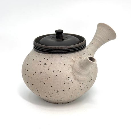 村越風月 Fugetsu Murakoshi 梨皮白泥 練込茶注 木箱入　ST1154
