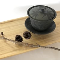 都築青峰 Seiho Tsuzuki 黒 紅葉 蓋碗 皿付　ST0057