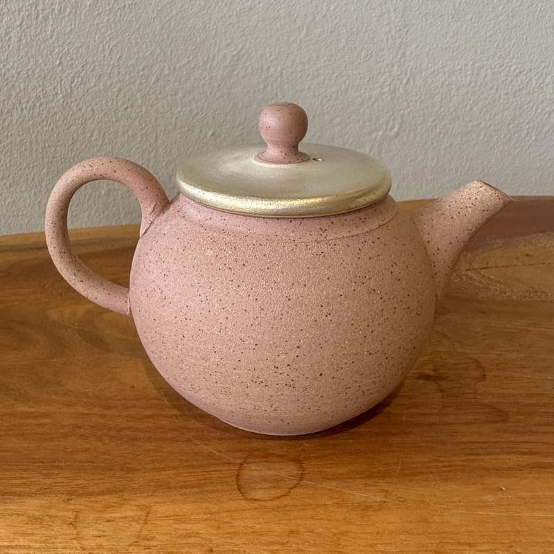 希少　輪紋土瓶　時代 甚秋 伊藤成二 Jinshu Seiji Ito 桜色 銀蓋 後手急須 ST0660
