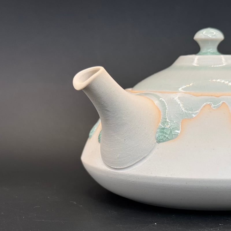 藤田德太 Tokuta Fujita 灰青磁 平三角急須 ST0885 | TOKONAME