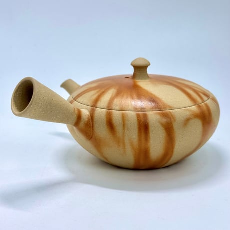 水野陽景 Yokei Mizuno  白泥焼締 火襷 平丸茶注　ST0872