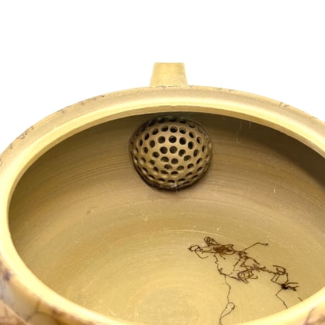 片山白山 Hakusan Katayama 緑泥藻掛 平丸急須　ST1032