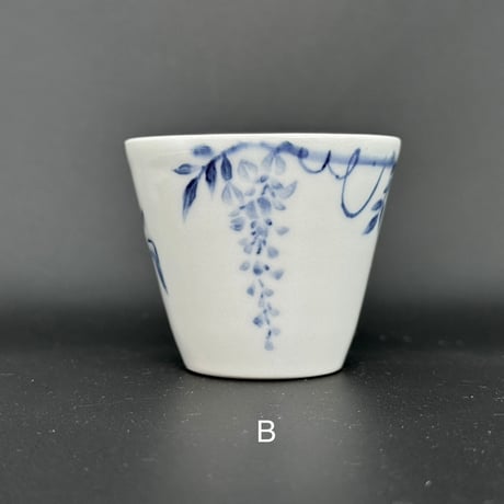 前川妙子 Taeko Maekawa 染付 藤燕 茶杯　ST0743