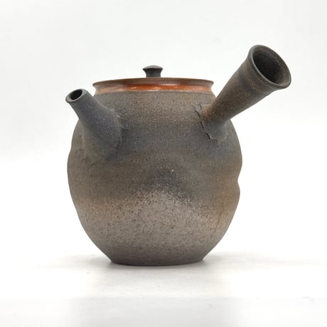 水野陽景 Yokei Mizuno  窯変焼締 南蛮朱帯 筋引 茶注(長丸) 　ST1195