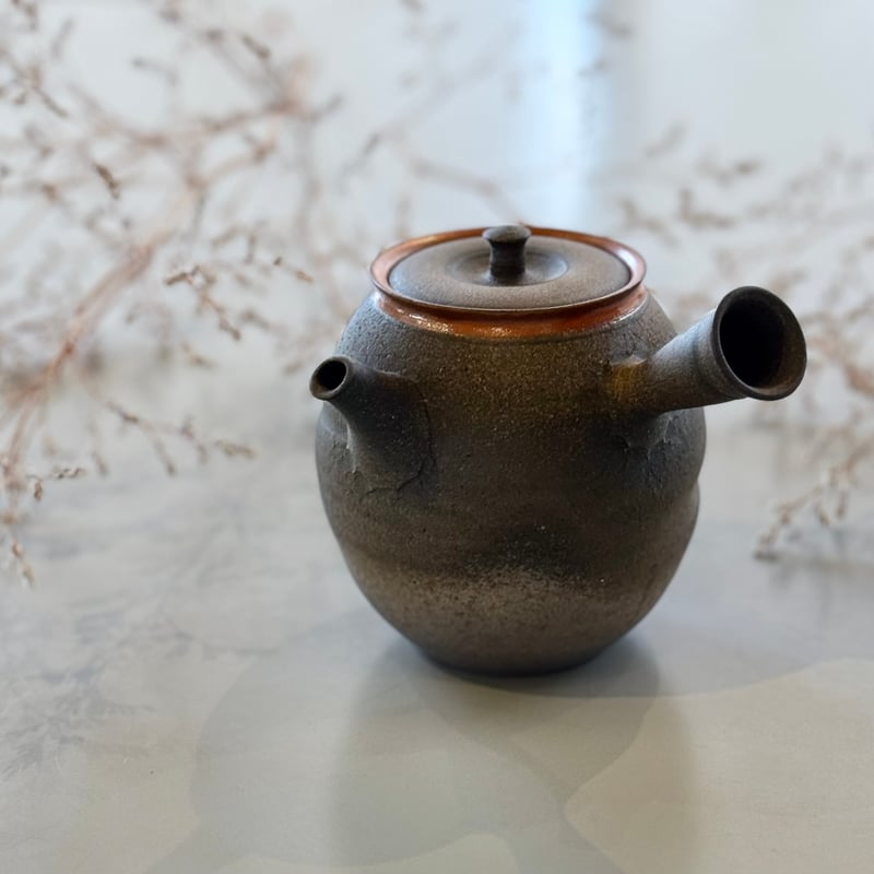 水野陽景 Yokei Mizuno 窯変焼締 南蛮朱帯 筋引 茶注(長丸) ST1195