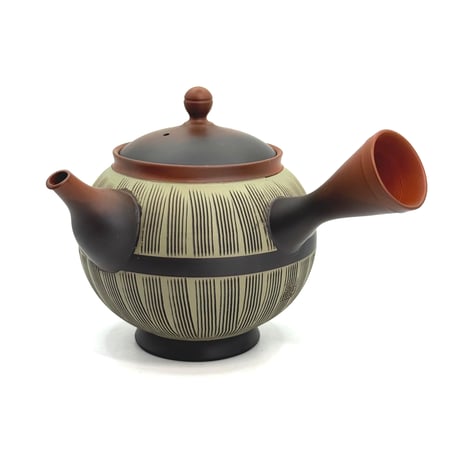 鯉江廣 Hiroshi Koie  窯変 緑櫛目(高台丸型）茶注 木箱入　ST0989