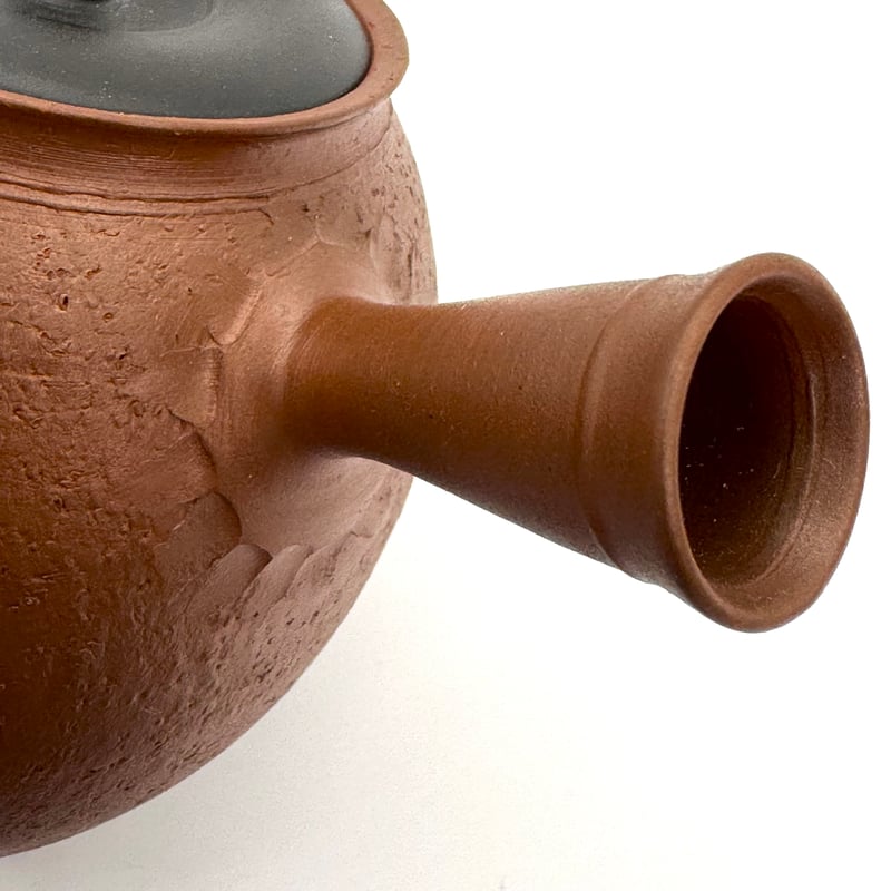 壺　美濃焼　外径34cm  鬼肌 水野陽景 Yokei Mizuno 烏泥南蛮蓋黒茶注（長丸） ST0738