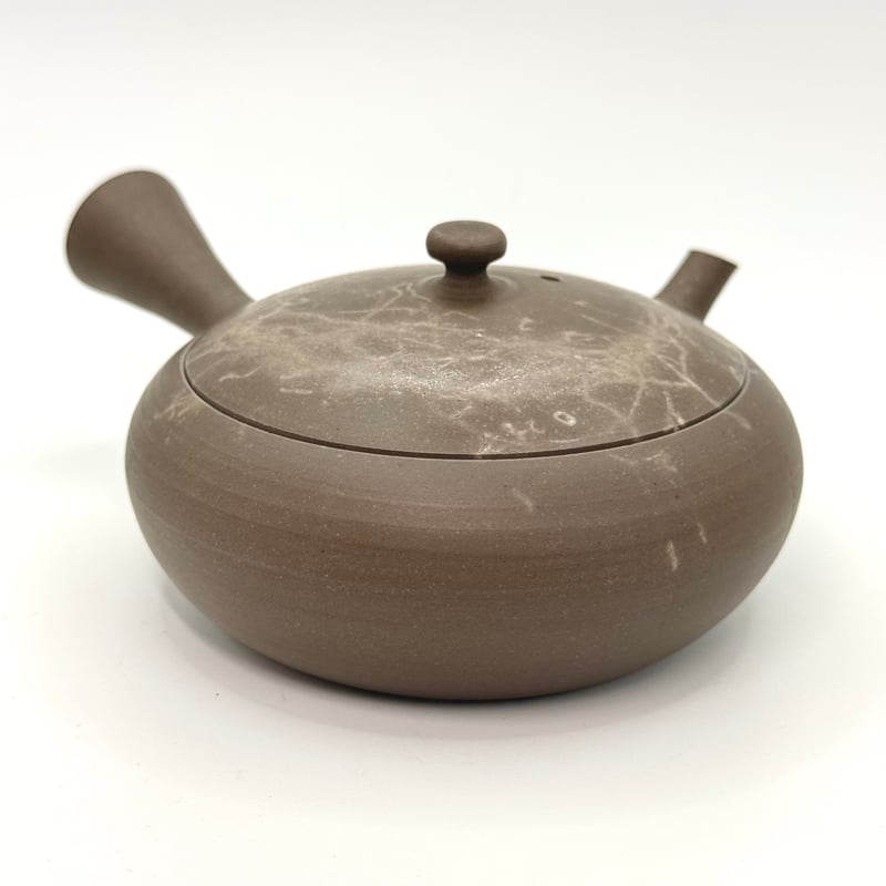 昭和レトロ、吉備焼き蓋物 水野陽景 Yokei Mizuno 烏泥南蛮蓋黒茶注（長丸） ST0738