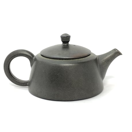 千葉光広 Mitsuhiro Chiba 黒灰 筒型 印籠蓋 後手急須　ST0343