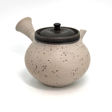 村越風月 Fugetsu Murakoshi 梨皮白泥 練込茶注 木箱入　ST1154