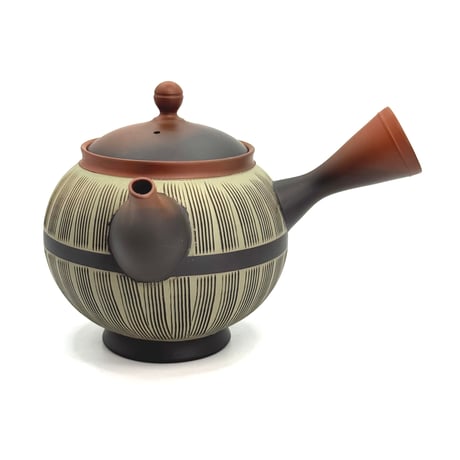 鯉江廣 Hiroshi Koie  窯変 緑櫛目(高台丸型）茶注 木箱入　ST0989