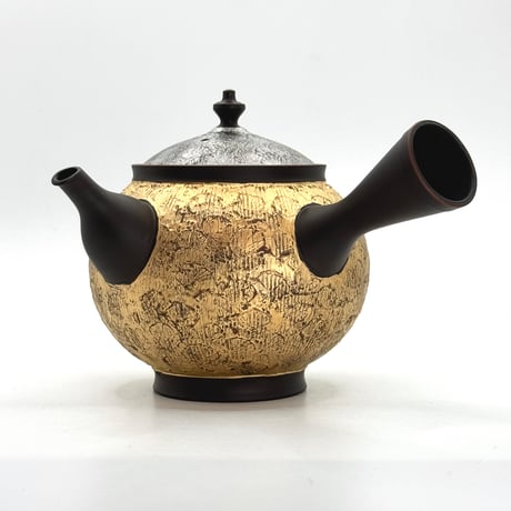 鯉江廣 Hiroshi Koie  金・プラチナ彩 茶注(高台丸) 木箱入　ST1192
