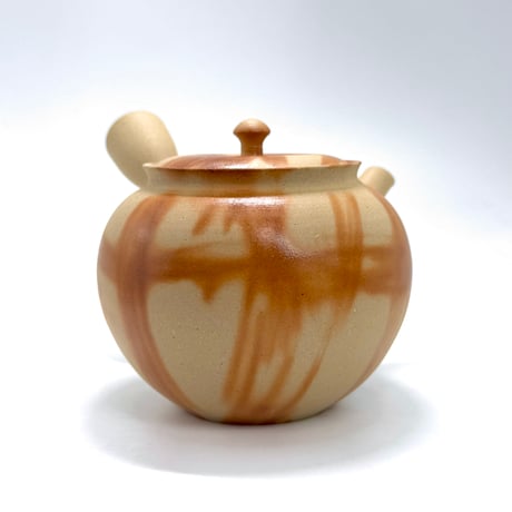 水野陽景 Yokei Mizuno  白泥焼締 火襷 カメ茶注　ST0896