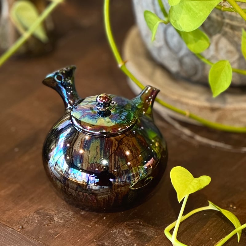 鎚打銅器 徳川 急須台セット 美幸堂 茄子形茶筒 2点まとめて C 9407 鎚