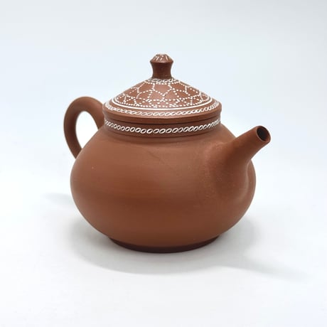 小北條 Kohokujo  朱泥 象嵌 印籠蓋 後手急須 　ST0875