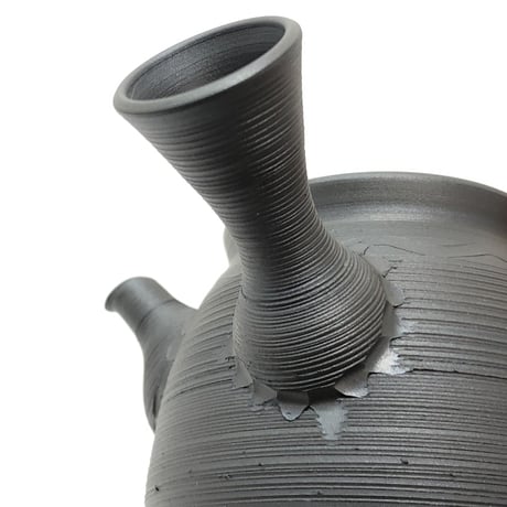 伊藤雅風 Gafu Ito 黒泥 糸目 急須 　ST0333