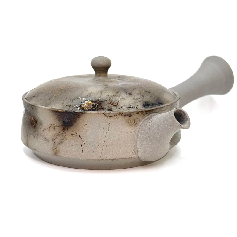 吉川雪月 Setsugetsu Yoshikawa 焼締 窯変 藻掛け 茶注(平) ST099