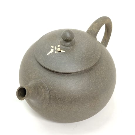 都築青峰 Seiho Tsuzuki 焼き締め 蝶印花 印籠蓋 後手急須　ST0297