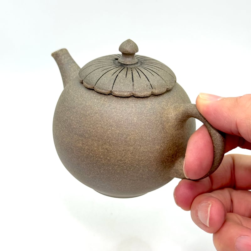 都築青峰 Seiho Tsuzuki 焼締 菊蓋 後手急須 ST0904 | TOKONAME