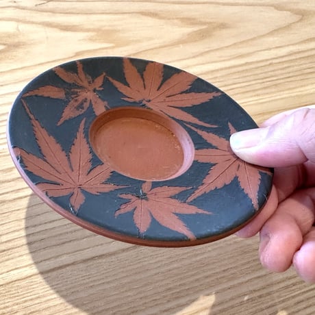都築青峰 Seiho Tsuzuki 紅葉 蓋碗 皿付　ST0654