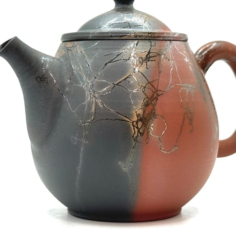 北條 Hokujo 朱泥藻掛け窯変茶注 木箱入　ST0813
