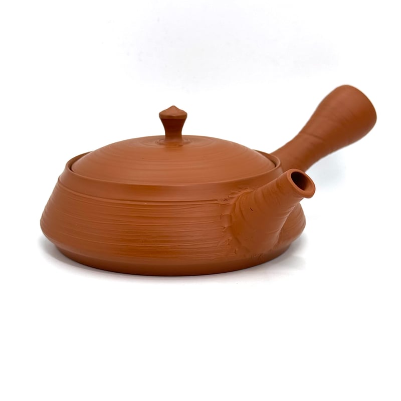 吉川雪堂 Setsudo Yoshikawa 朱泥 筋挽き平急須 ST0854 | TOKON