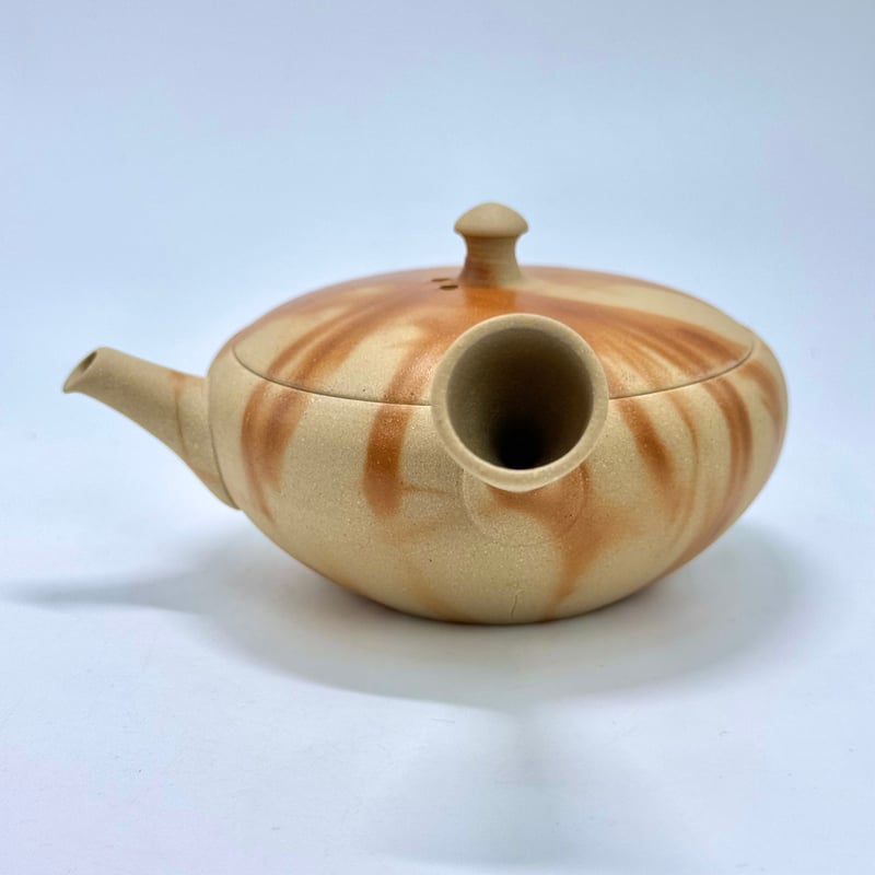 水野陽景 Yokei Mizuno 白泥焼締 火襷 平丸茶注 ST0872 | TOKONA