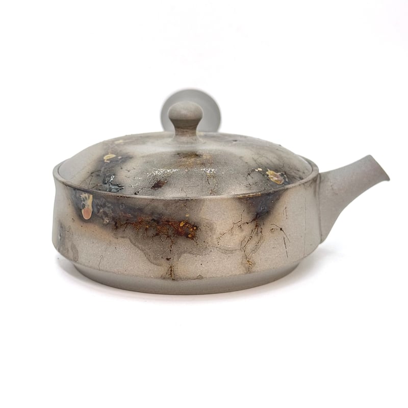 吉川雪月 Setsugetsu Yoshikawa 焼締 窯変 藻掛け 茶注(平) ST099