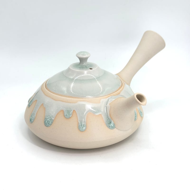 藤田德太 Tokuta Fujita 灰青磁 平三角 急須 ST0975 | TOKONAME