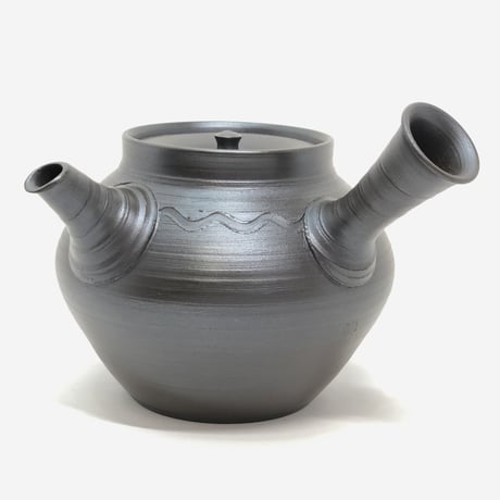 伊藤雅風 Gafu Ito 黒泥 波文様 急須　ST0262