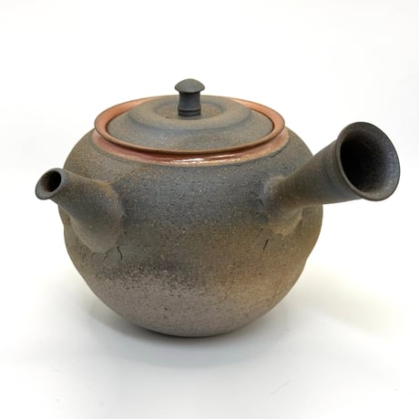 水野陽景 Yokei Mizuno  窯変焼締南蛮朱帯茶注（カメ型） ST0754