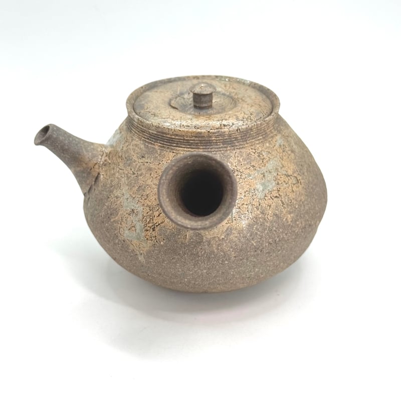 水野陽景 Yokei Mizuno 焼締 南蛮 藻掛け茶注(筋引きダルマ型） ST1011