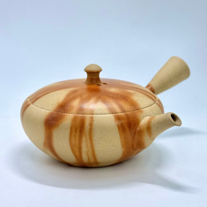 水野陽景 Yokei Mizuno 白泥焼締 火襷 平丸茶注 ST0872 | TOKONA