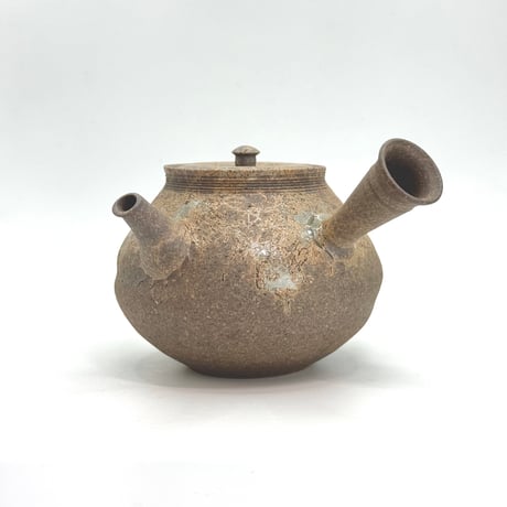 水野陽景 Yokei Mizuno 焼締 南蛮 藻掛け茶注(筋引きダルマ型）　ST1011