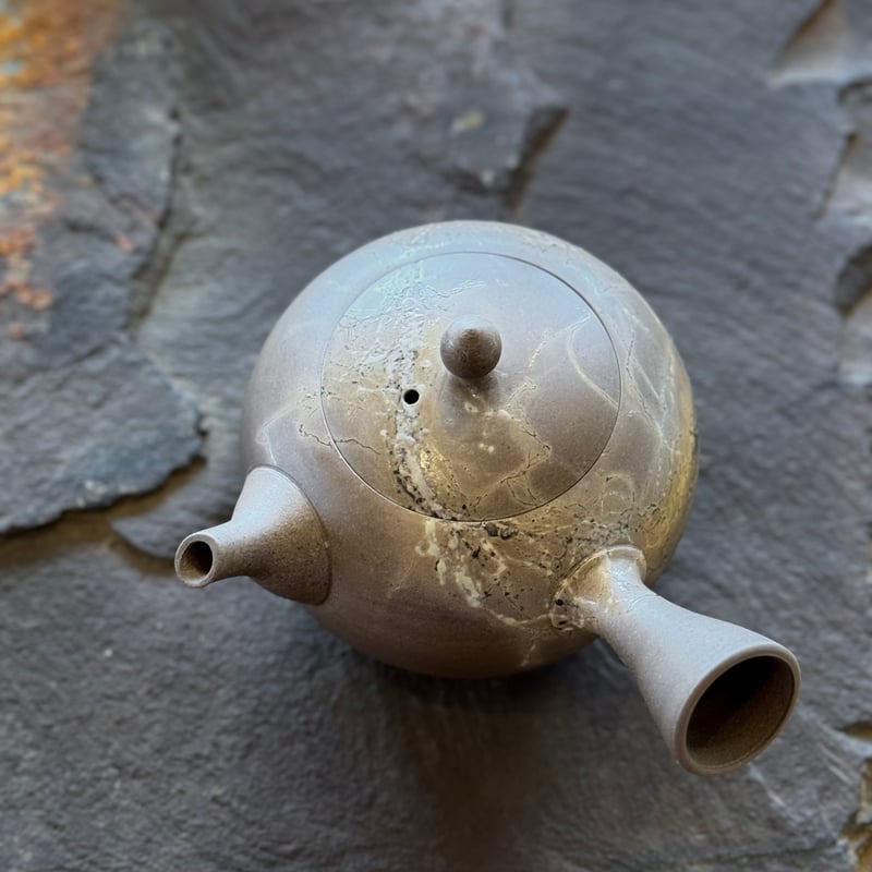 水野博之 Hiroyuki Mizuno 窯変白藻掛 丸急須 ST0889 | TOKONAM