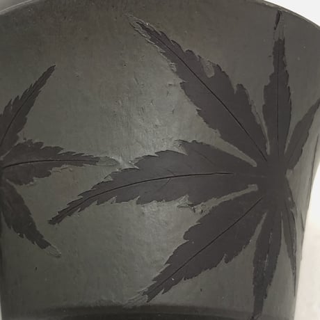 都築青峰 Seiho Tsuzuki 黒 紅葉 蓋碗 皿付　ST0418