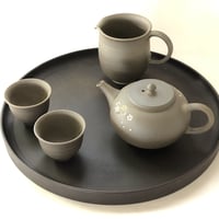 都築青峰 Seiho Tsuzuki 焼き締め 桜印花 印籠蓋 後手急須　ST0071
