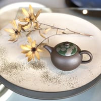 甚秋  伊藤成二  Jinshu  Seiji Ito  焼き締め 緑水玉印籠蓋 後手急須 　ST0360