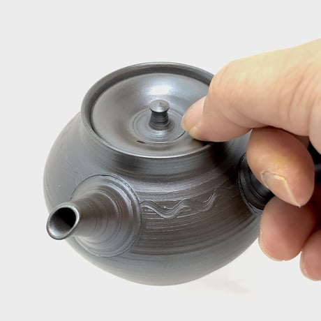 伊藤雅風 Gafu Ito 黒泥 波文様 急須　ST0262