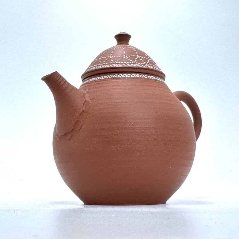 小北條 Kohokujo 朱泥 象嵌 印籠蓋 後手 急須 ST0871 | TOKONAME