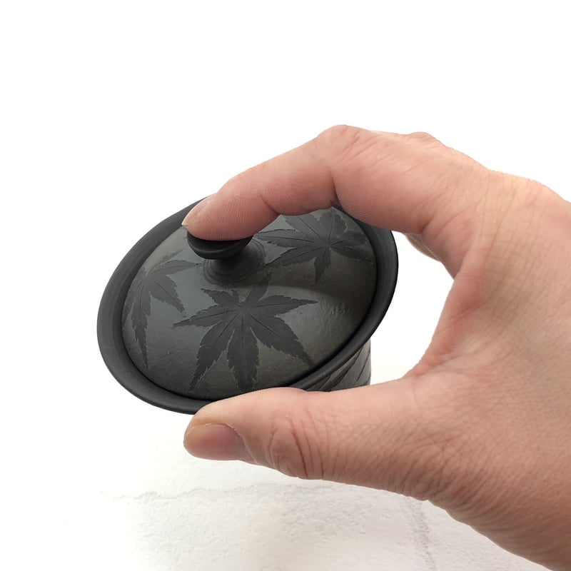 都築青峰 Seiho Tsuzuki 黒 紅葉 蓋碗 皿付 ST0418 | TOKONAME