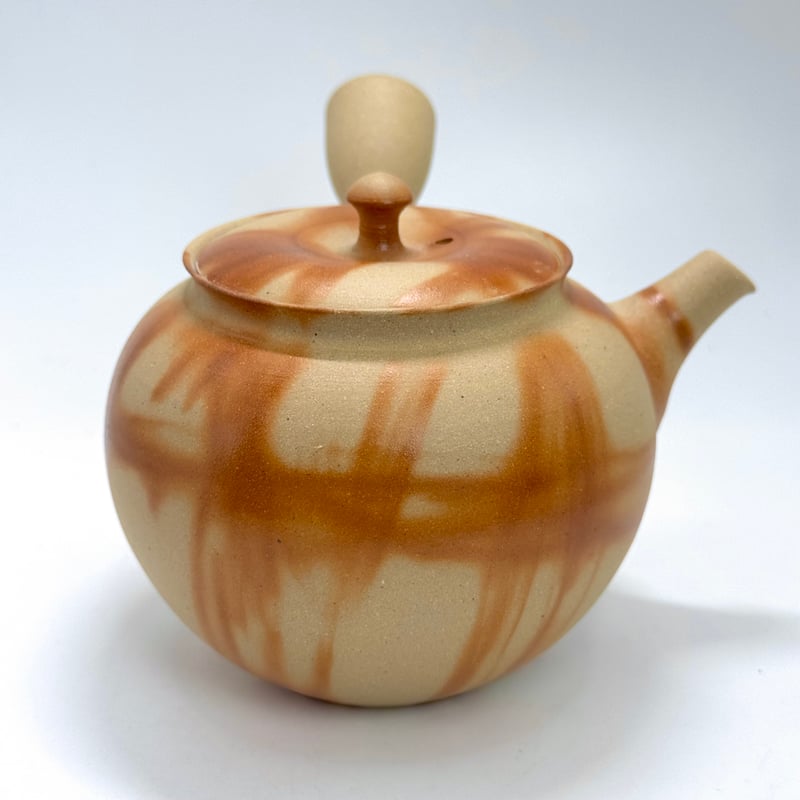 水野陽景 Yokei Mizuno 白泥焼締 火襷 カメ茶注 ST0896 | TOKONA