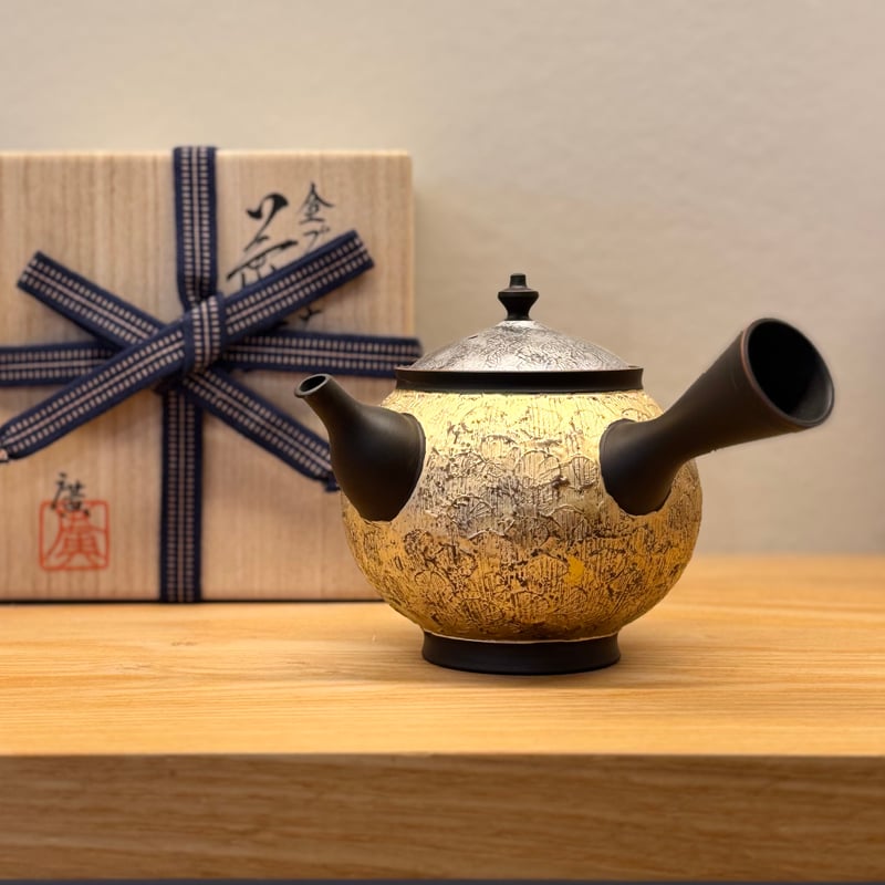 鯉江廣 Hiroshi Koie 金・プラチナ彩 茶注(高台丸) 木箱入 ST1192 |