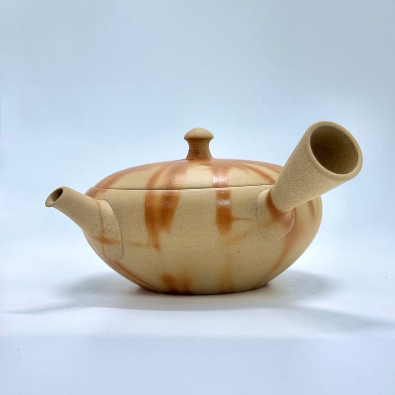 水野陽景 Yokei Mizuno 白泥焼締 火襷 平丸茶注 ST0872 | TOKONA