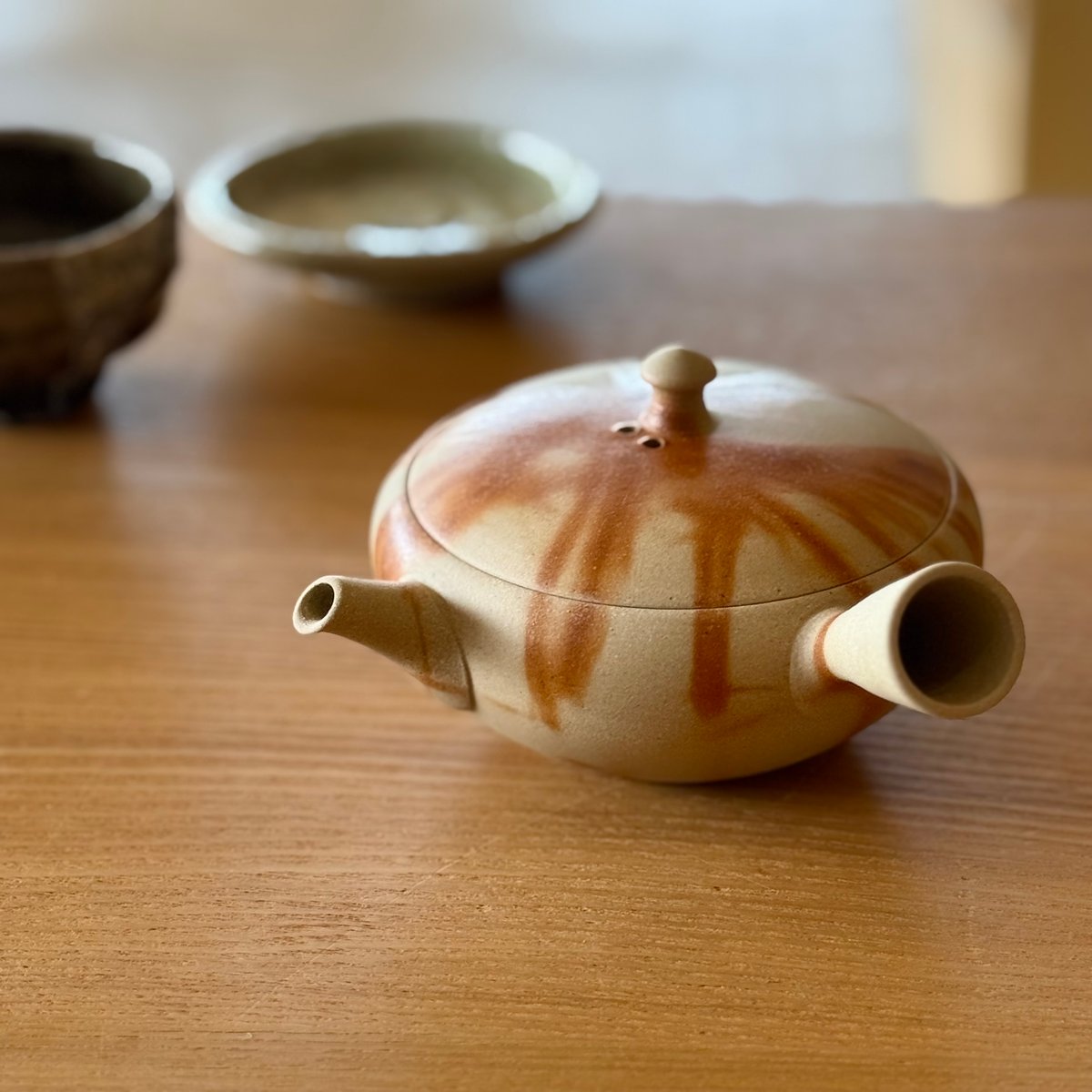 水野陽景 Yokei Mizuno 白泥焼締 火襷 平丸茶注 ST0872 | TOKONA